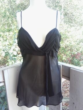 Vintage Y2K Sheer Dark Romance Goth Girl  Babydoll Top Large